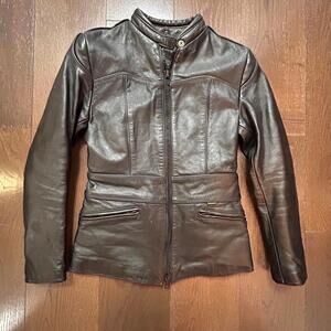 Brimaco Women's Motorcycle Jacket Leather Women's Size 8 Black